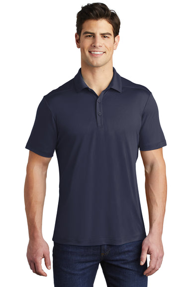 Sport-Tek Mens Short Sleeve Polo Shirt True Navy Blue Front