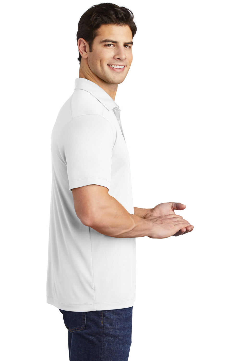 Sport-Tek Mens Short Sleeve Polo Shirt White Side