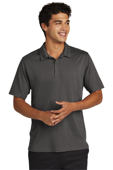 Sport-Tek Mens Strive Short Sleeve Polo Shirt Graphite Grey Front