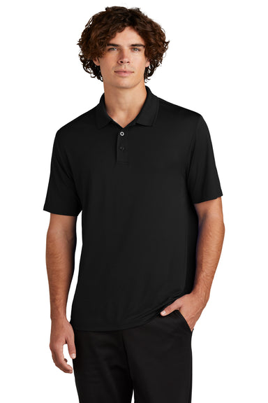 Sport-Tek Mens Sideline Short Sleeve Polo Shirt Black Front