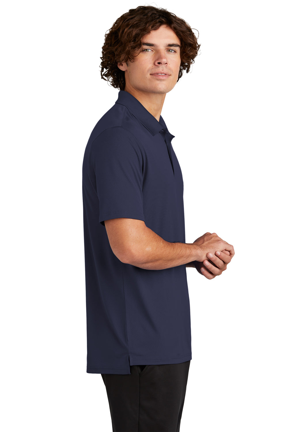 Sport-Tek Mens Sideline Short Sleeve Polo Shirt True Navy Blue Side