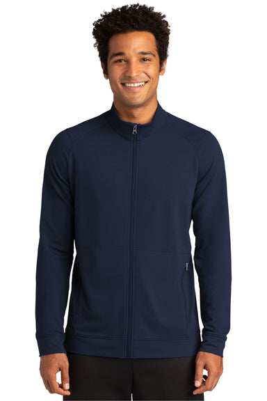 Sport-Tek Mens Flex Fleece Full Zip Sweatshirt True Navy Blue Front