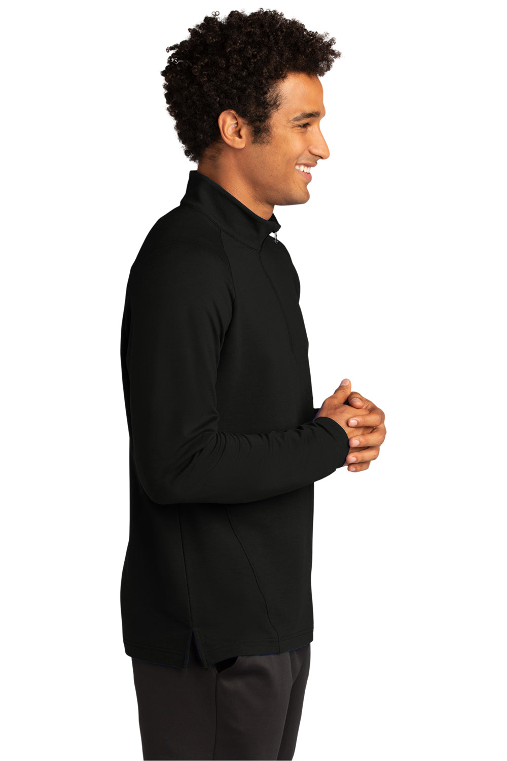 Sport-Tek Mens Flex Fleece 1/4 Zip Sweatshirt Black Side