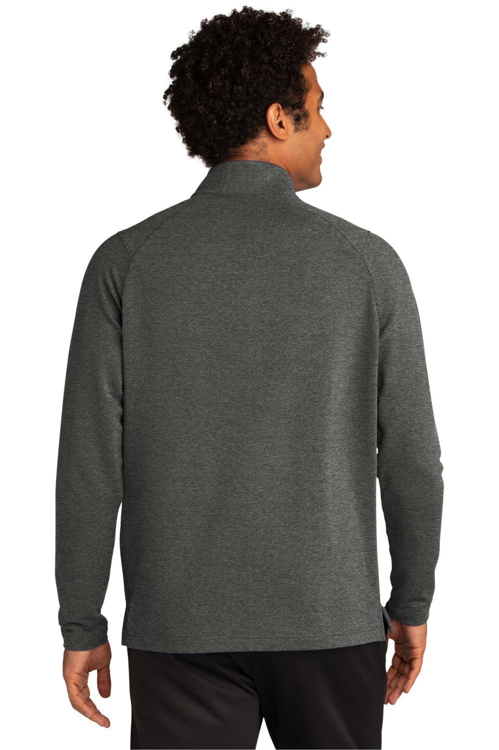 Sport-Tek Mens Flex Fleece 1/4 Zip Sweatshirt Heather Dark Grey Side