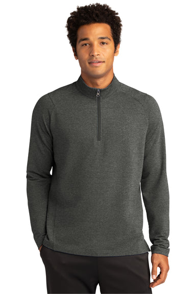 Sport-Tek Mens Flex Fleece 1/4 Zip Sweatshirt Heather Dark Grey Front