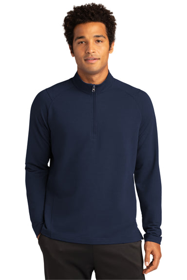 Sport-Tek Mens Flex Fleece 1/4 Zip Sweatshirt True Navy Blue Front