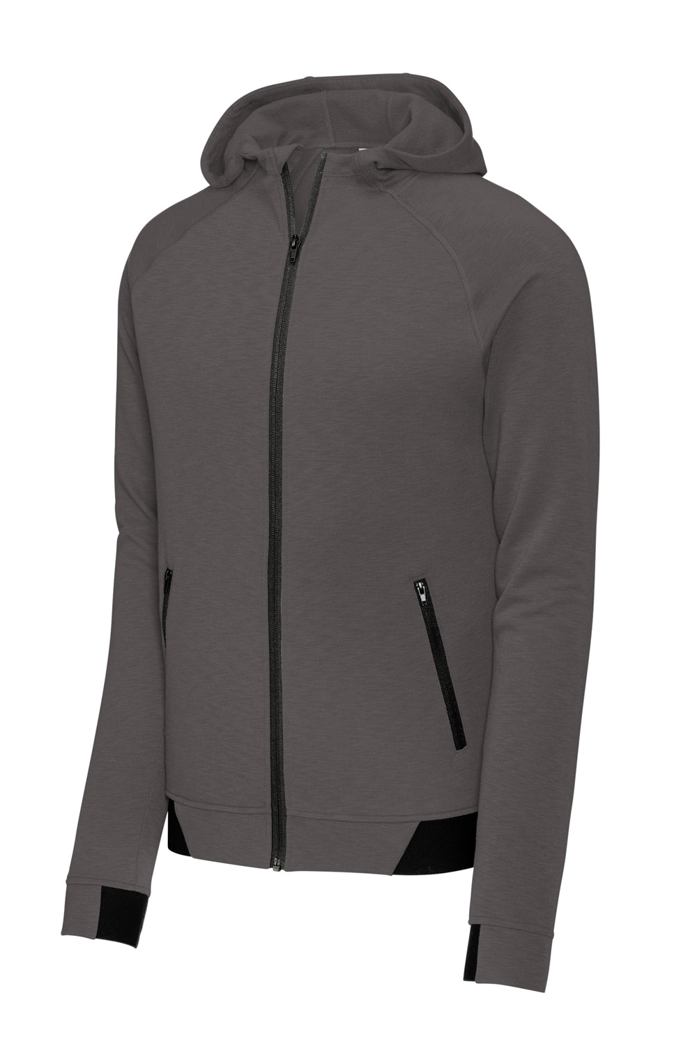Sport-Tek ST570 Strive PosiCharge Full Zip Hooded Sweatshirt Hoodie Graphite Grey Flat Front
