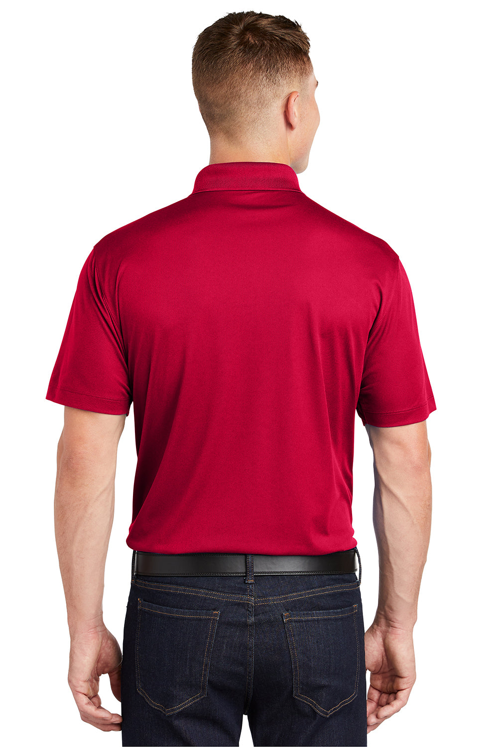 Sport-Tek ST650/TST650 Mens Sport-Wick Moisture Wicking Short Sleeve Polo Shirt Deep Red Back