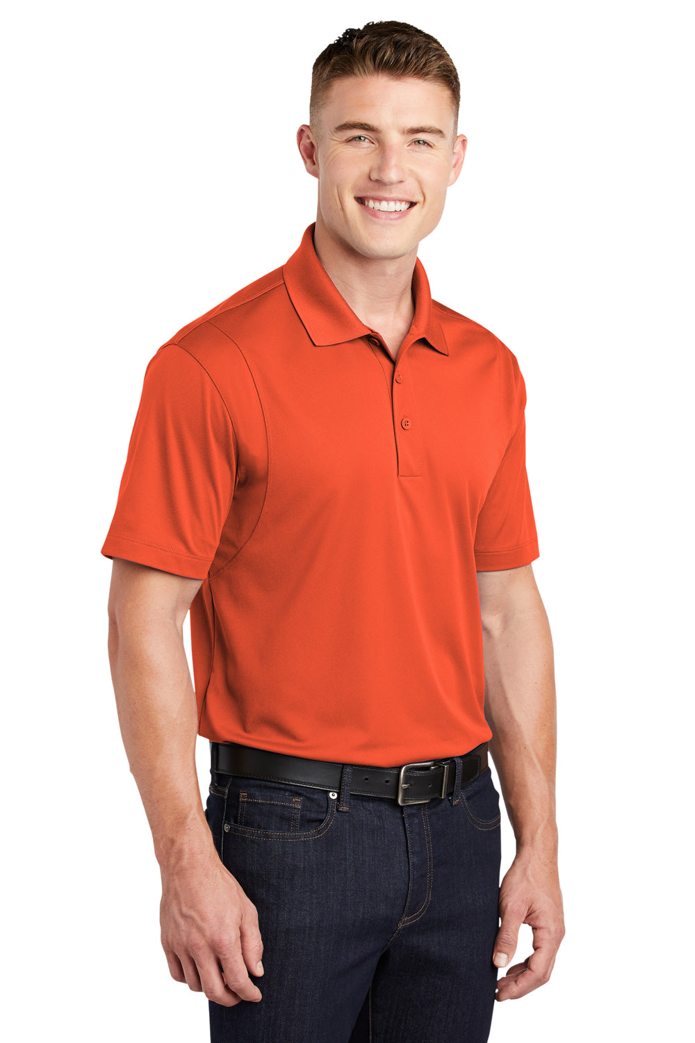 Sport-Tek ST650 Mens Sport-Wick Moisture Wicking Short Sleeve Polo Shirt Orange 3Q