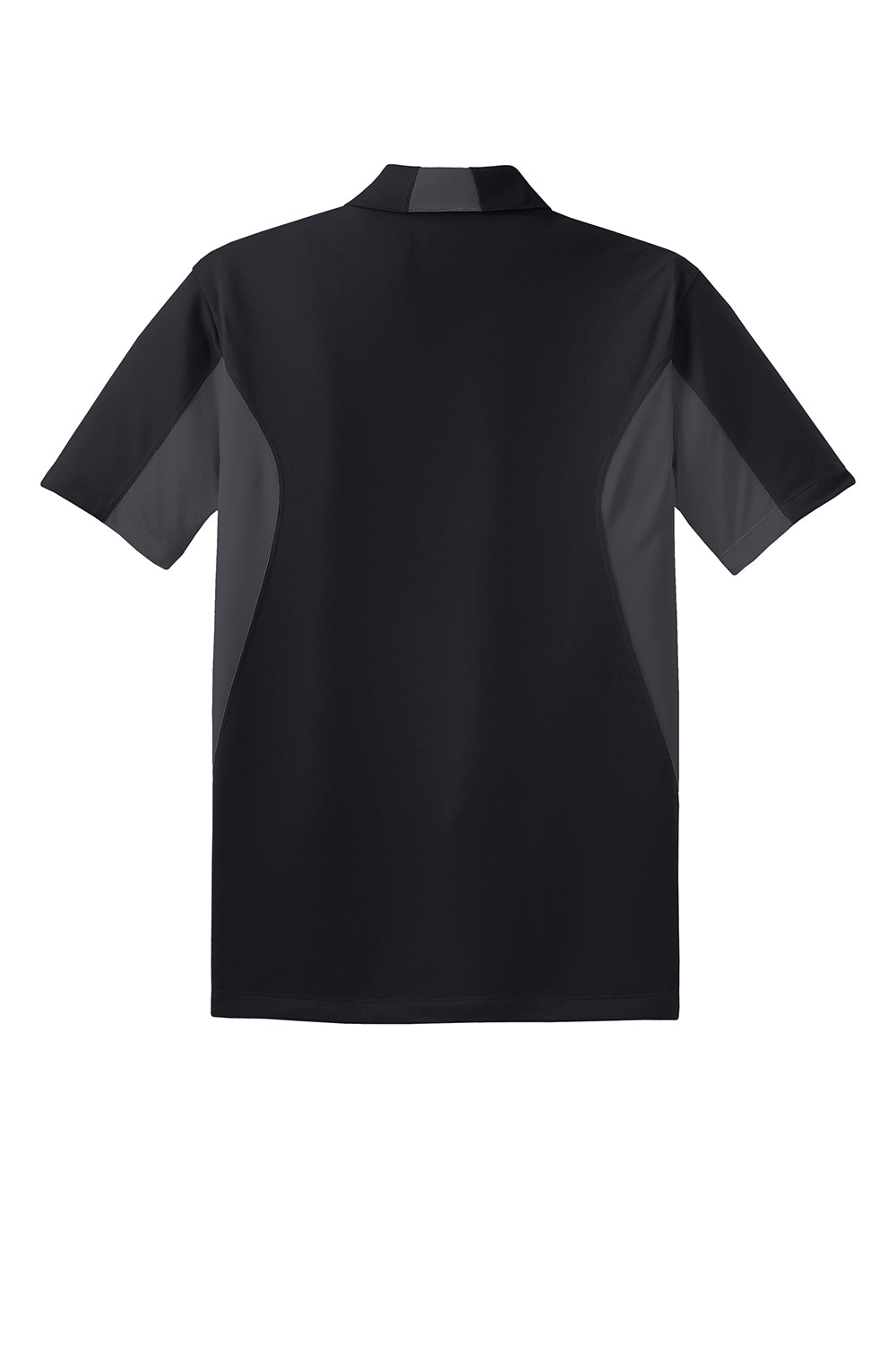 Sport-Tek Mens Sport-Wick Moisture Wicking Short Sleeve Polo Shirt Black/Iron Grey Flat Back