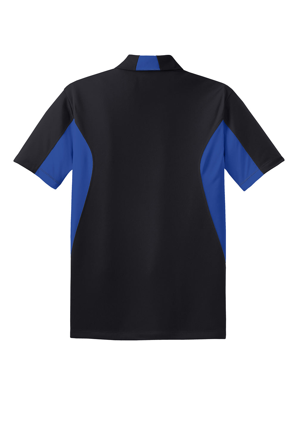 Sport-Tek Mens Sport-Wick Moisture Wicking Short Sleeve Polo Shirt Black/True Royal Blue Flat Back