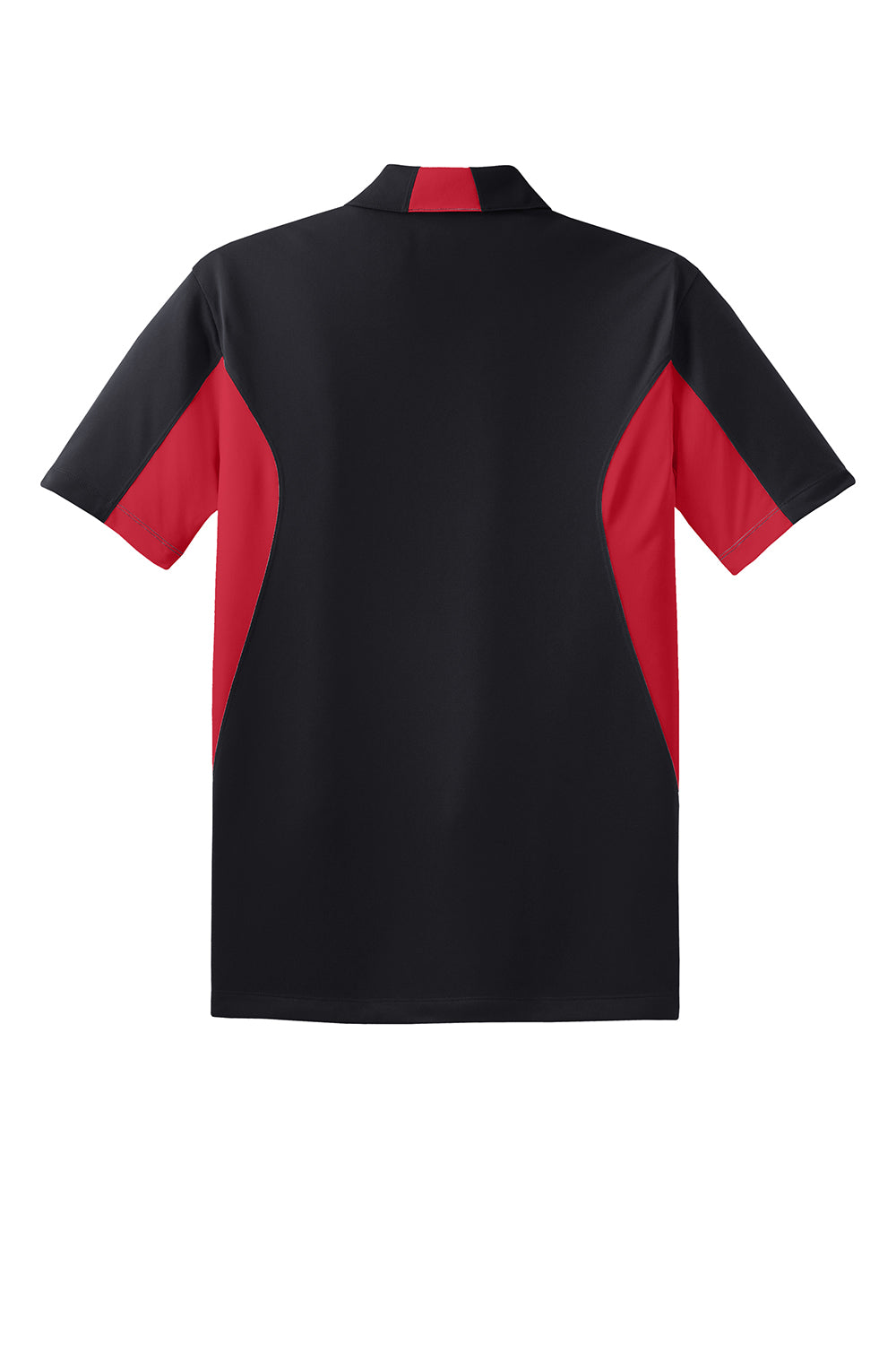 Sport-Tek Mens Sport-Wick Moisture Wicking Short Sleeve Polo Shirt Black/True Red Flat Back