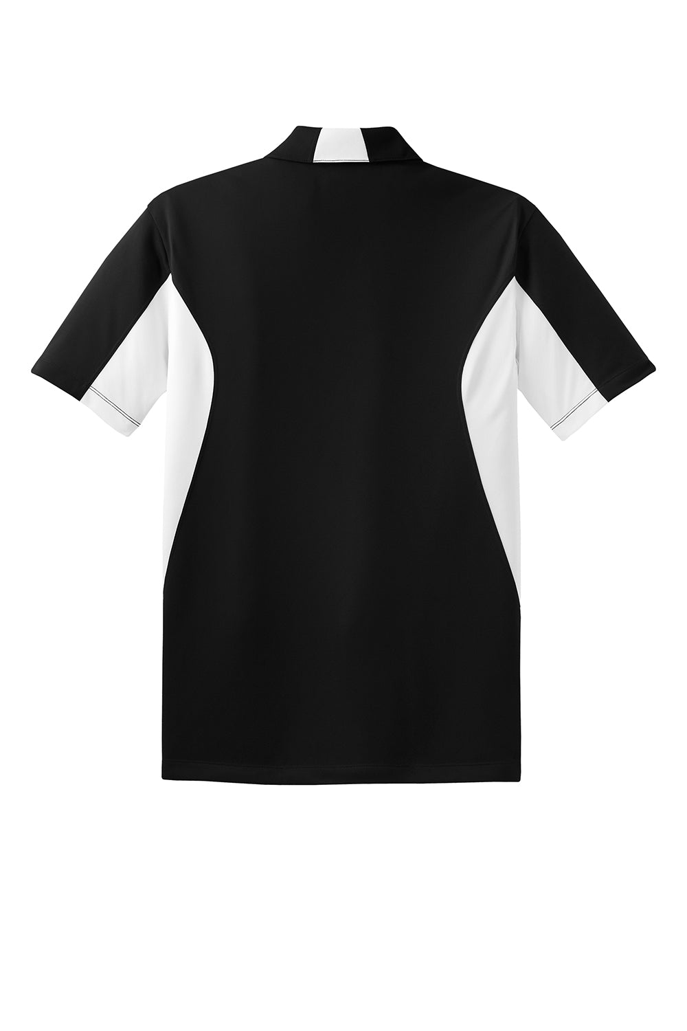 Sport-Tek Mens Sport-Wick Moisture Wicking Short Sleeve Polo Shirt Black/White Flat Back