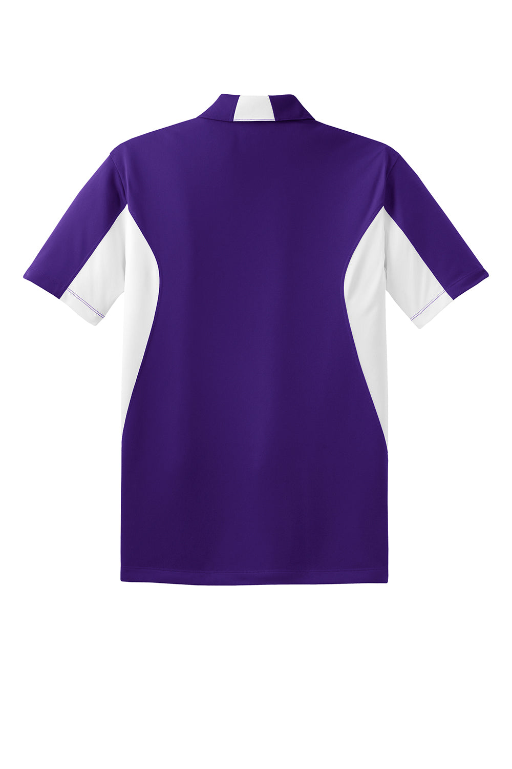 Sport-Tek Mens Sport-Wick Moisture Wicking Short Sleeve Polo Shirt Purple/White Flat Back