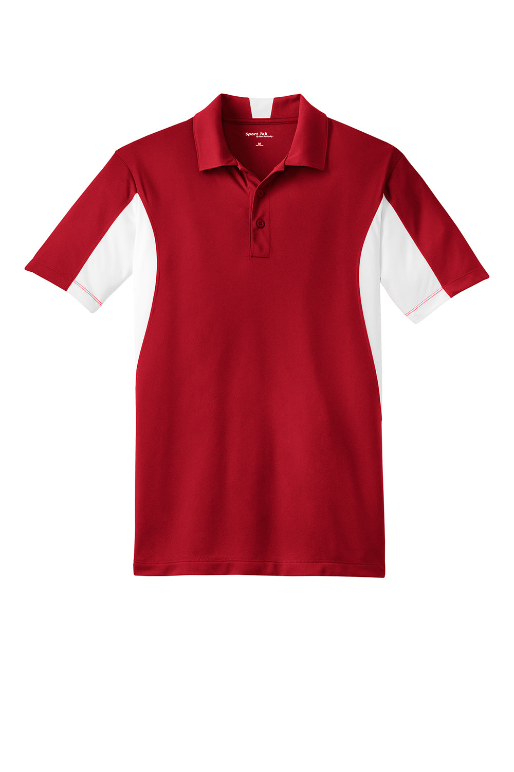 Sport-Tek Mens Sport-Wick Moisture Wicking Short Sleeve Polo Shirt True Red/White Flat Front