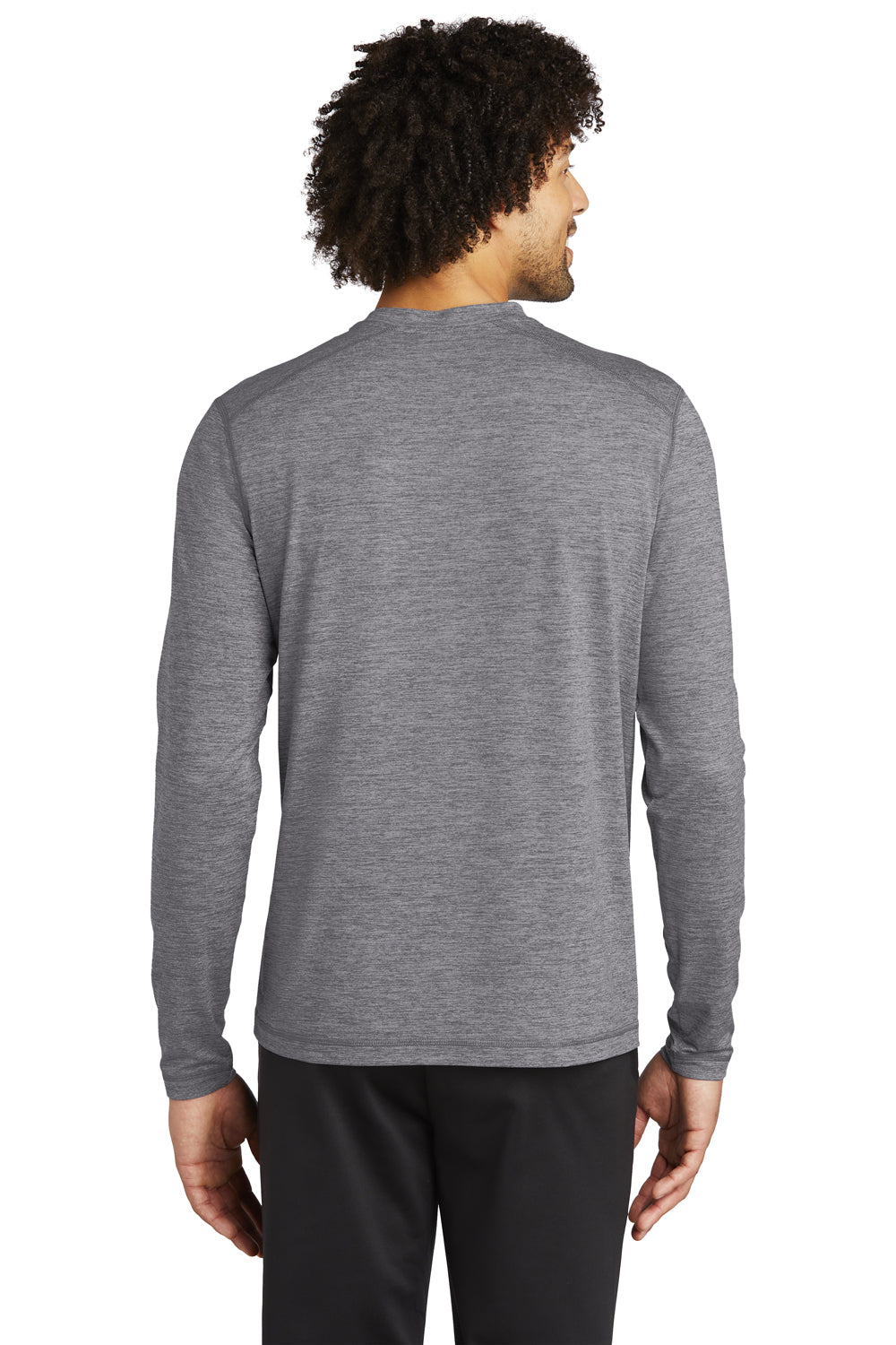 Sport-Tek Mens Exchange 1.5 Long Sleeve Crewneck T-Shirt Heather Grey Side