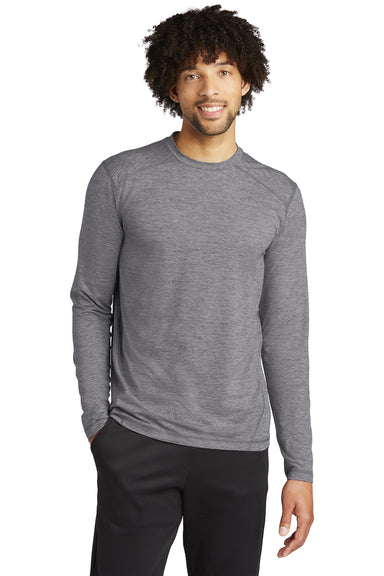 Sport-Tek Mens Exchange 1.5 Long Sleeve Crewneck T-Shirt Heather Grey Front