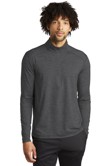Sport-Tek Mens Exchange 1.5 Long Sleeve 1/4 Zip T-Shirt Heather Graphite Grey Front