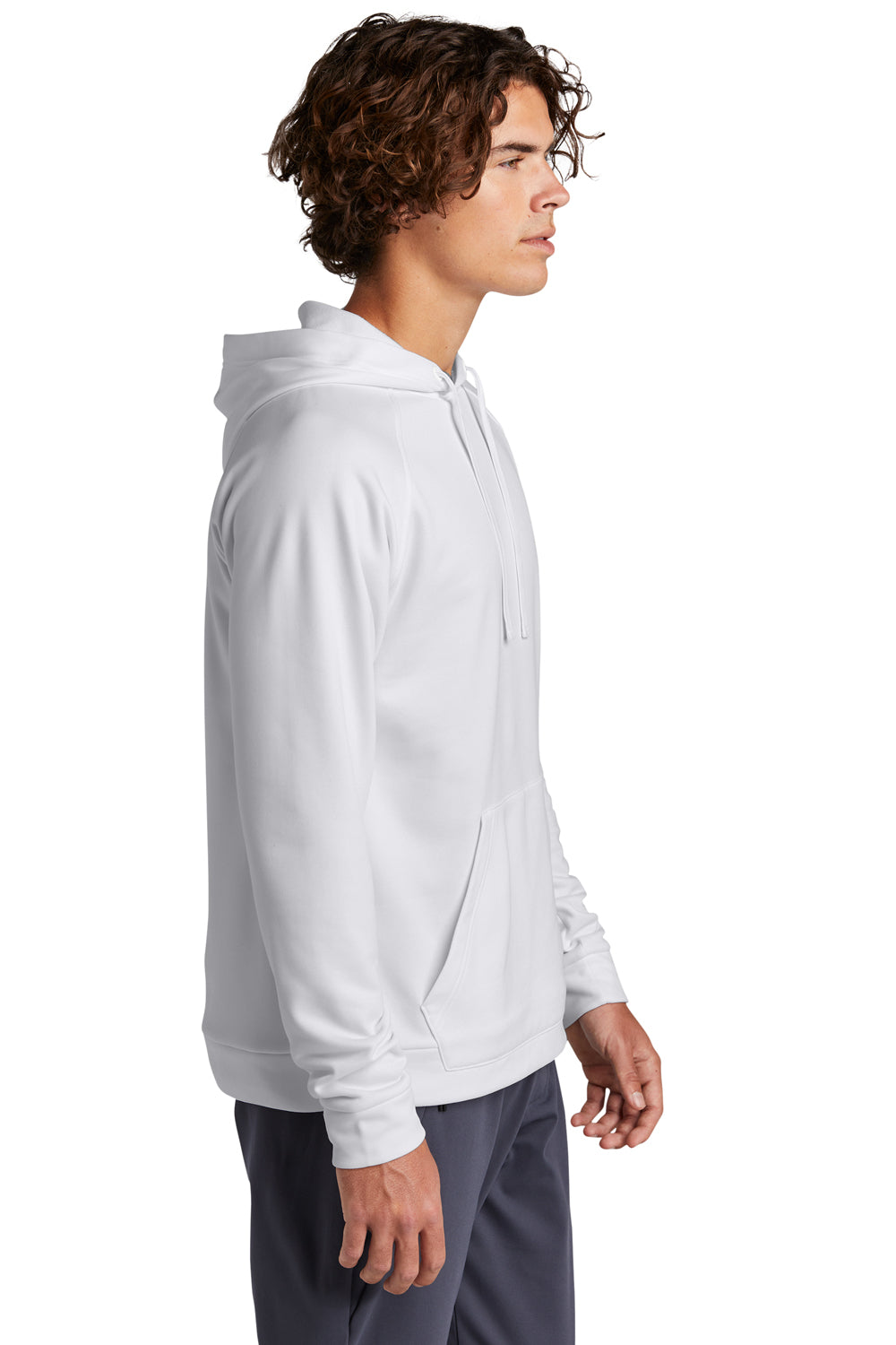 Sport-Tek ST730 Mens Re-Compete Fleece Hooded Sweatshirt Hoodie White Side