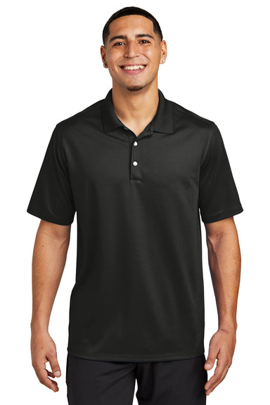 Sport-Tek ST740 Mens UV Micropique Short Sleeve Polo Shirt Black Front