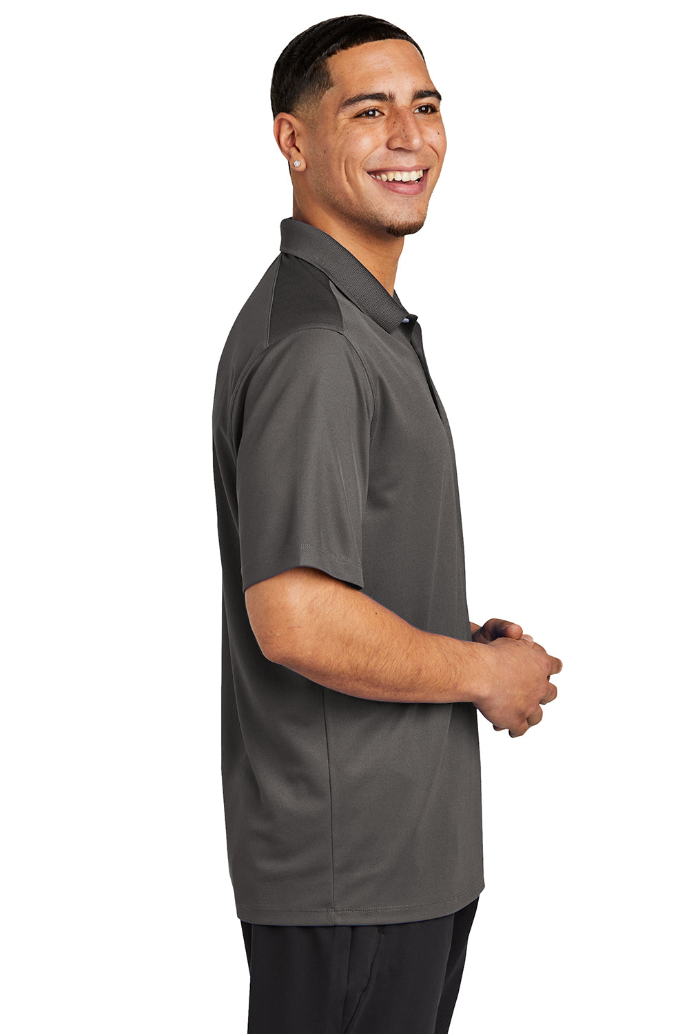 Sport-Tek ST740 Mens UV Micropique Short Sleeve Polo Shirt Graphite Grey Side