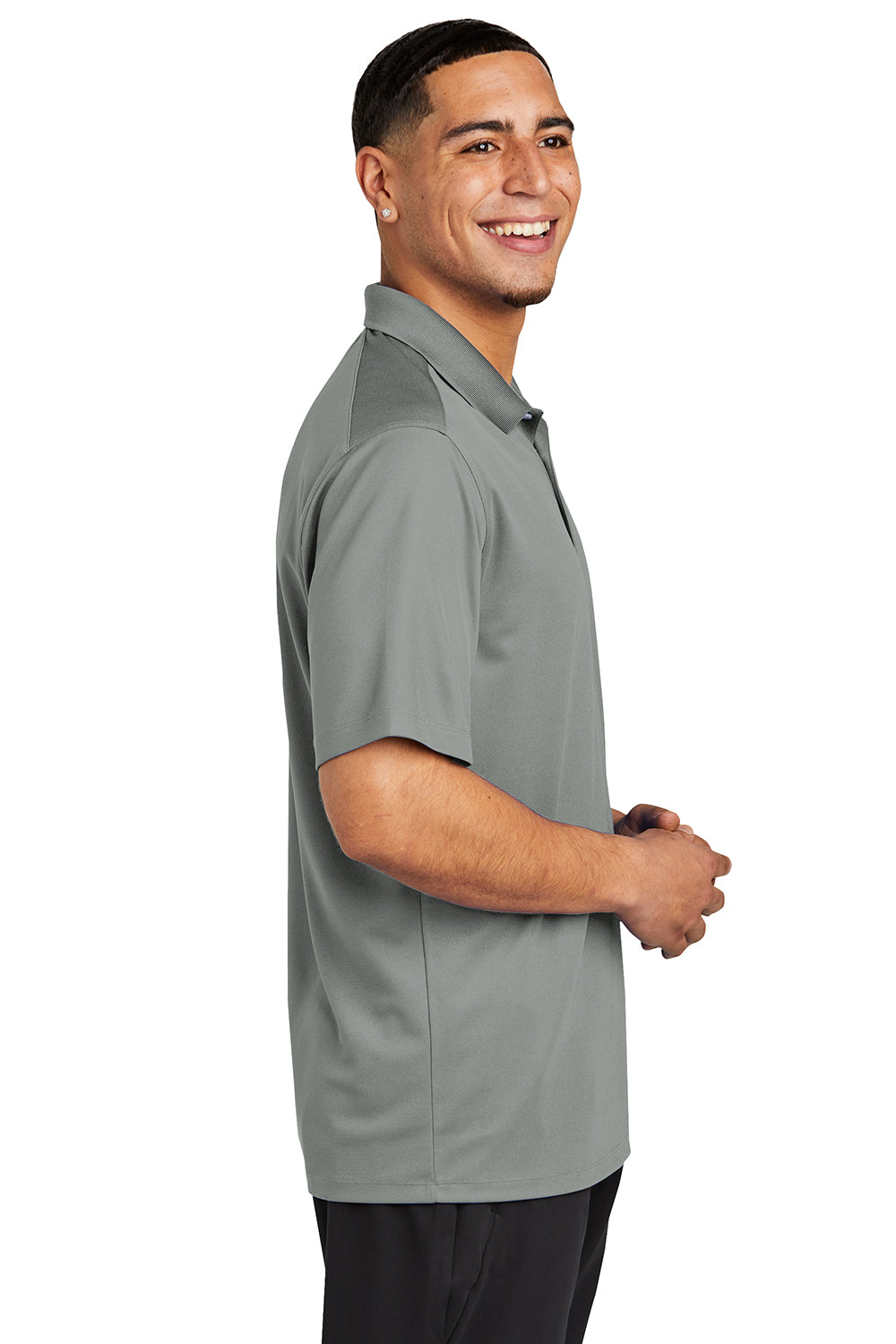 Sport-Tek ST740 Mens UV Micropique Short Sleeve Polo Shirt Concrete Grey Side