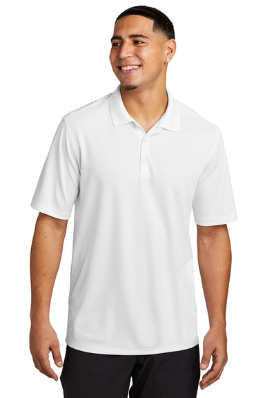 Sport-Tek ST740 Mens UV Micropique Short Sleeve Polo Shirt White Front