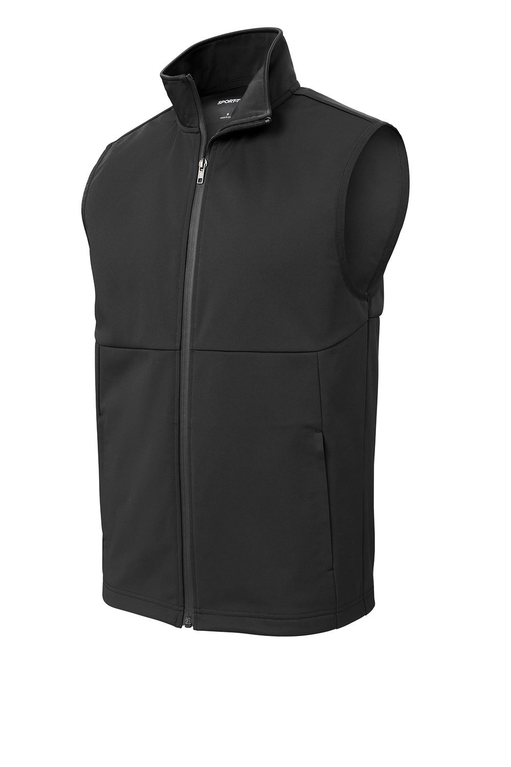 Sport-Tek ST981 Mens Full Zip Soft Shell Vest Deep Black Flat Front