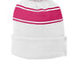 Sport-Tek Mens Stripe Pom Pom Beanie - White/Raspberry Pink