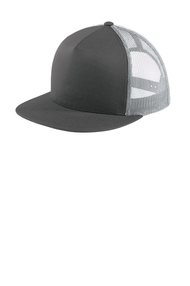 Sport-Tek STC38 Mens Adjustable Trucker Hat Graphite Grey/White Front