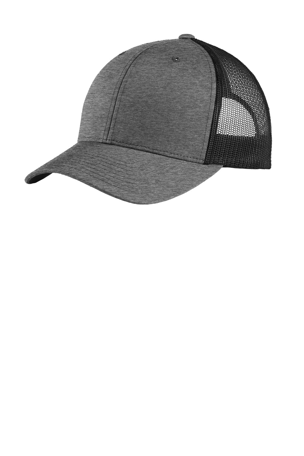 Sport-Tek STC39 Mens Adjustable Trucker Hat Heather Grey/Black Front
