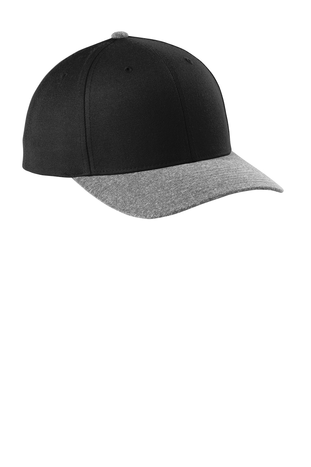 Sport-Tek STC43 Curve Bill Snapback Hat Black/Heather Grey Front