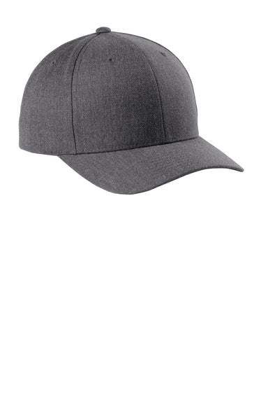 Sport-Tek STC43 Curve Bill Snapback Hat Heather Dark Grey Front