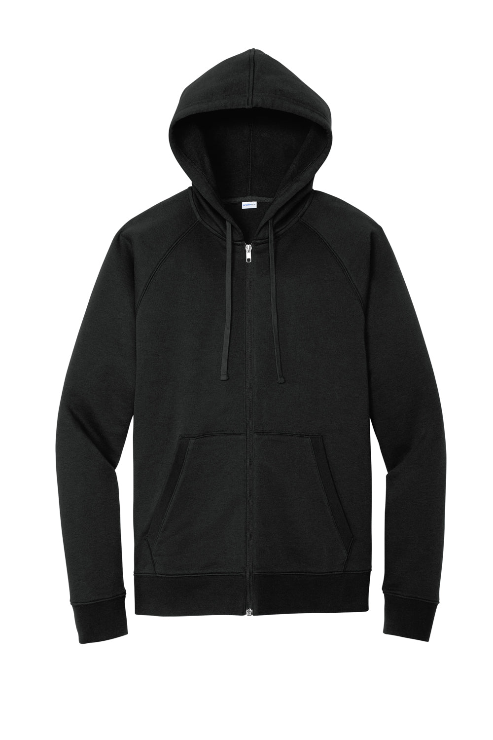 Sport-Tek STF201 Mens Drive Fleece Full Zip Hooded Sweatshirt Hoodie Black Flat Front