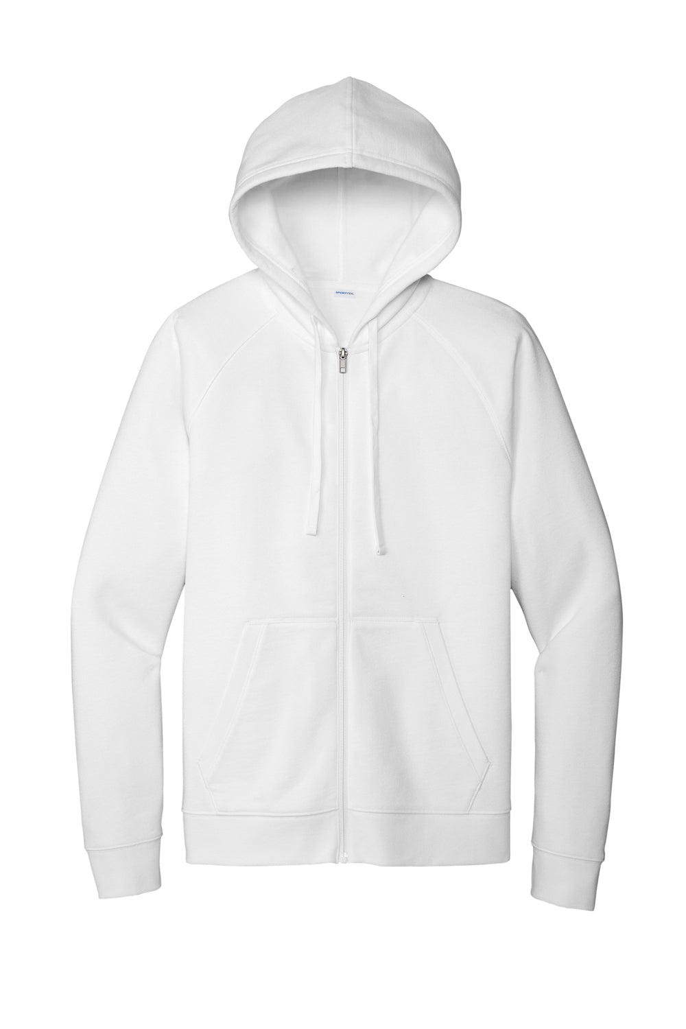 Sport-Tek STF201 Mens Drive Fleece Full Zip Hooded Sweatshirt Hoodie White Flat Front