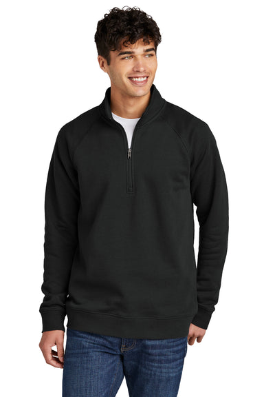 Sport-Tek STF202 Mens Drive Fleece 1/4 Zip Sweatshirt Black Front