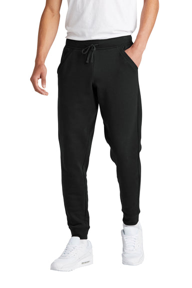 Sport-Tek STF204 Mens Drive Fleece Jogger Sweatpants w/ Pockets Black Front