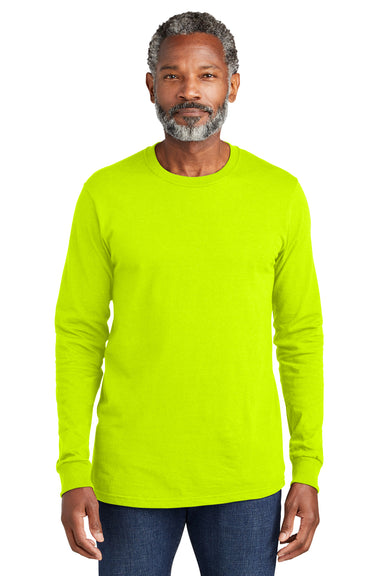 Volunteer Knitwear VL100LS USA Made All American Long Sleeve Crewneck T-Shirts Safety Green Front
