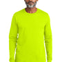 Volunteer Knitwear Mens USA Made All American Long Sleeve Crewneck T-Shirt - Safety Green