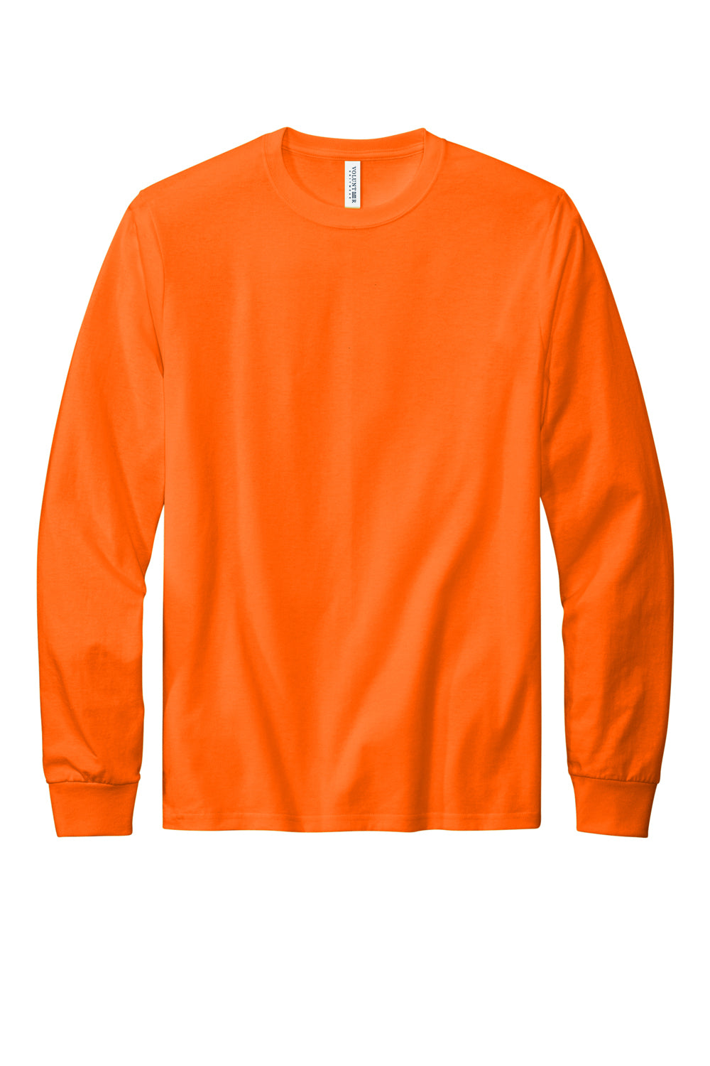 Volunteer Knitwear VL100LS USA Made All American Long Sleeve Crewneck T-Shirts Safety Orange Flat Front