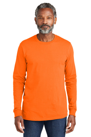 Volunteer Knitwear VL100LS USA Made All American Long Sleeve Crewneck T-Shirts Safety Orange Front