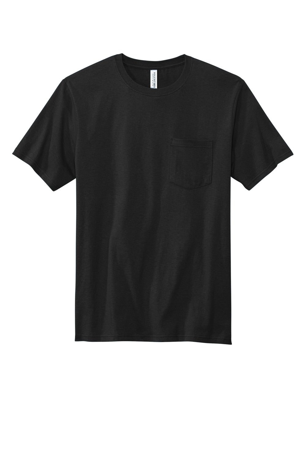 Volunteer Knitwear VL100P USA Made All American Short Sleeve Crewneck T-Shirt w/ Pocket Deep Black Flat Front