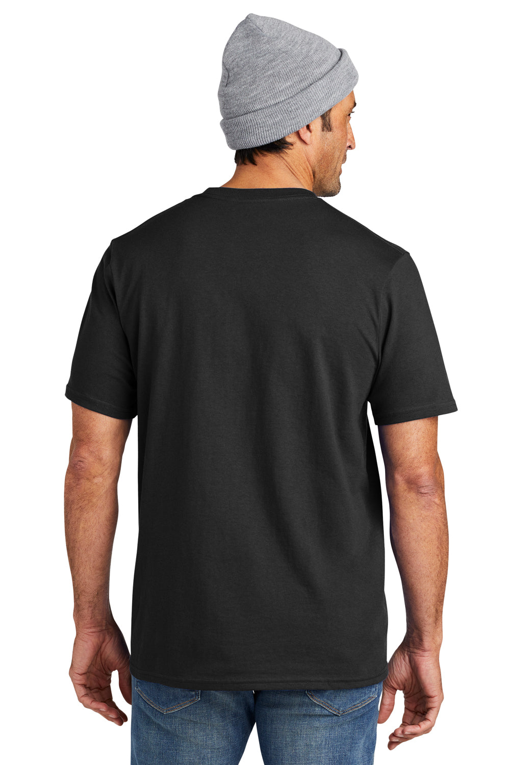 Volunteer Knitwear VL100P USA Made All American Short Sleeve Crewneck T-Shirt w/ Pocket Deep Black Back