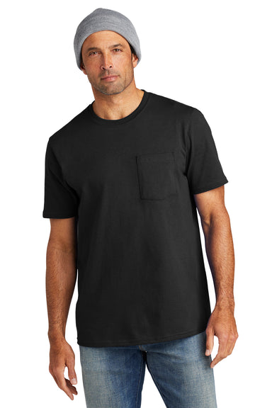 Volunteer Knitwear VL100P USA Made All American Short Sleeve Crewneck T-Shirt w/ Pocket Deep Black Front