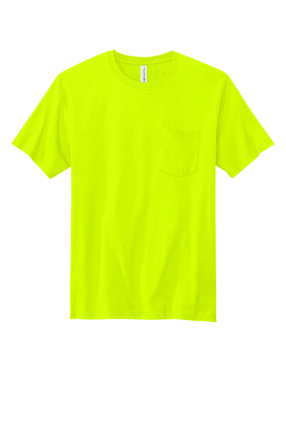 Volunteer Knitwear VL100P USA Made All American Short Sleeve Crewneck T-Shirt w/ Pocket Safety Green Flat Front