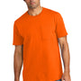 Volunteer Knitwear Mens USA Made All American Short Sleeve Crewneck T-Shirt w/ Pocket - Safety Orange