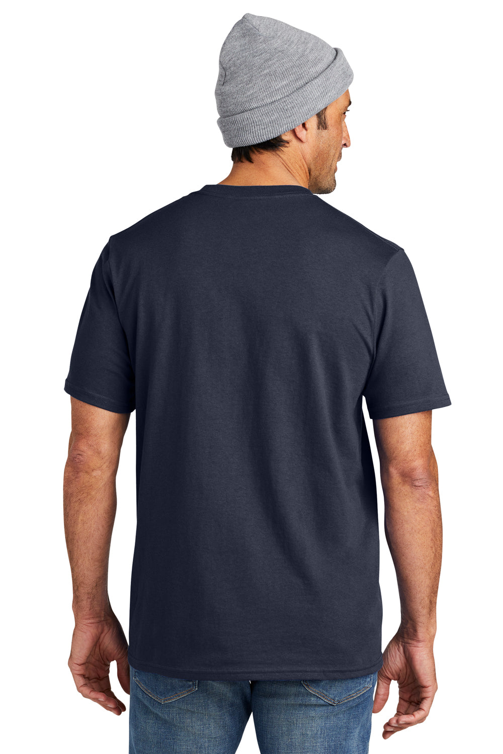 Volunteer Knitwear VL100P USA Made All American Short Sleeve Crewneck T-Shirt w/ Pocket Strong Navy Blue Back