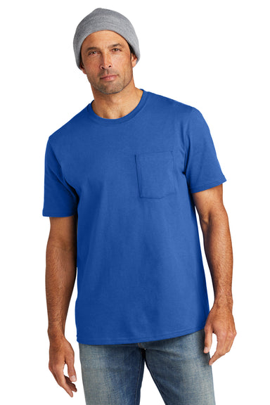 Volunteer Knitwear VL100P USA Made All American Short Sleeve Crewneck T-Shirt w/ Pocket True Royal Blue Front