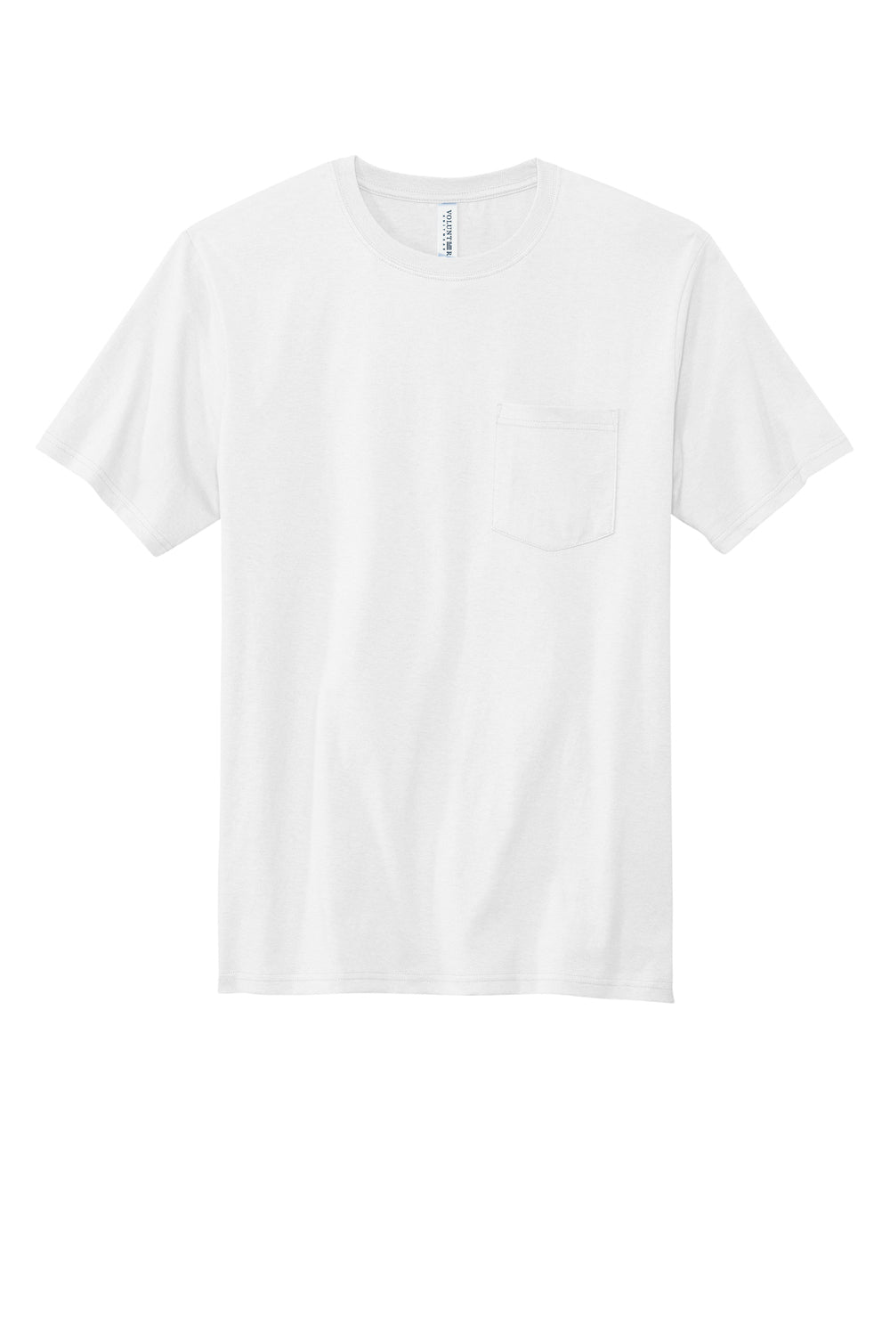 Volunteer Knitwear VL100P USA Made All American Short Sleeve Crewneck T-Shirt w/ Pocket White Flat Front