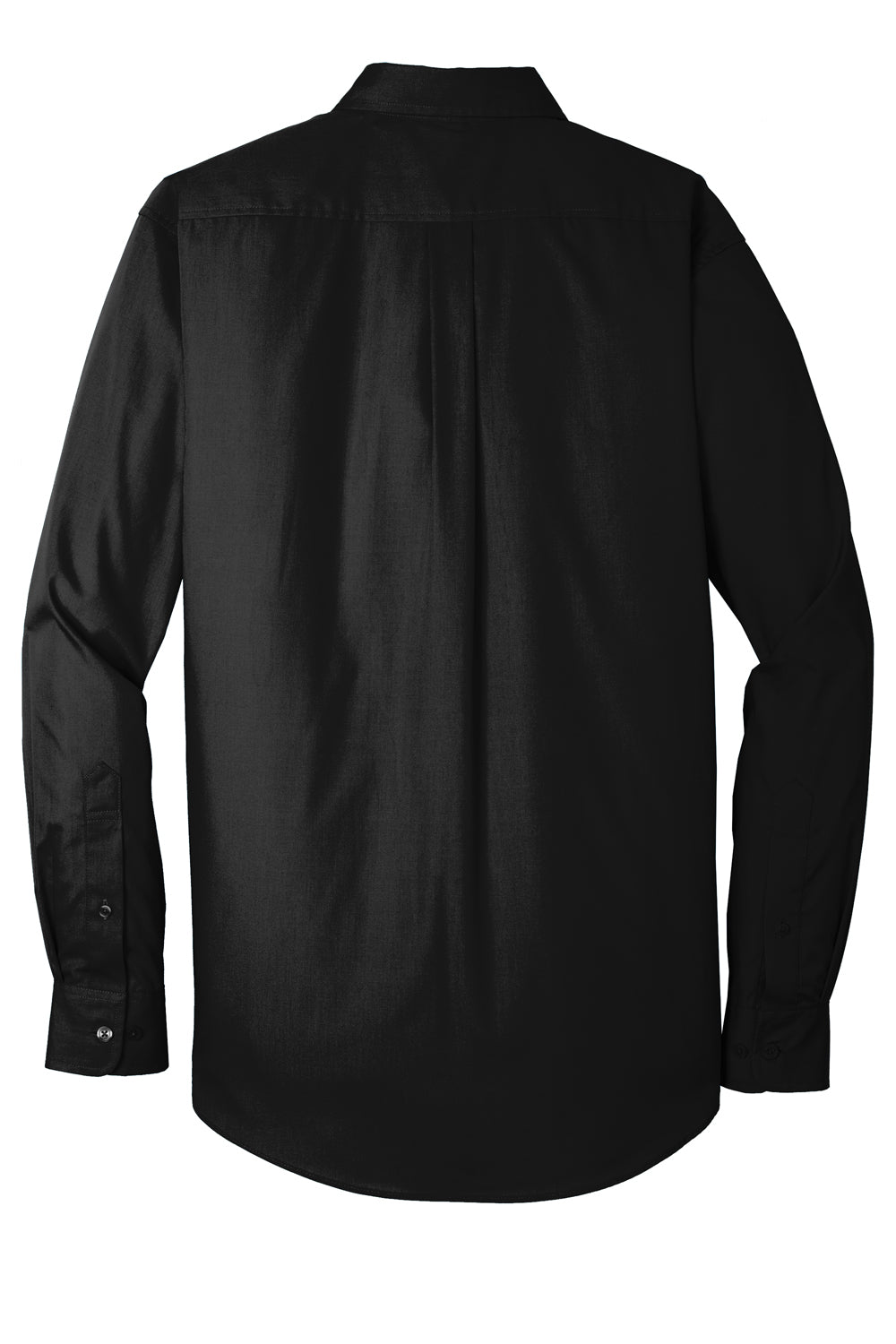 Port Authority W100/TW100 Carefree Stain Resistant Long Sleeve Button Down Shirt w/ Pocket Deep Black Flat Back